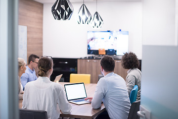 Image showing Startup Business Team At A Meeting at modern office building