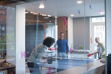 Image showing startup business team playing ping pong tennis