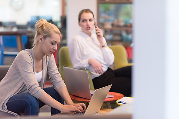 Image showing Startup Business Team At A Meeting at modern office building