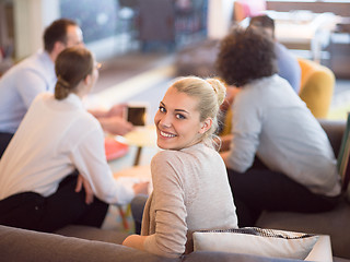 Image showing Startup Business Team At A Meeting at modern office building