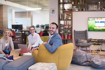 Image showing Startup Business Team At A Meeting at modern office building