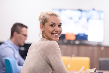 Image showing Startup Business Team At A Meeting at modern office building