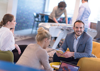 Image showing Startup Business Team At A Meeting at modern office building