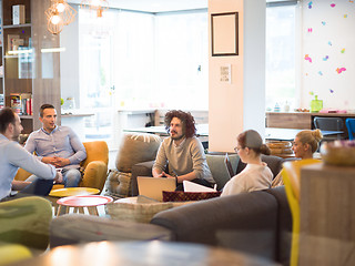 Image showing Startup Business Team At A Meeting at modern office building