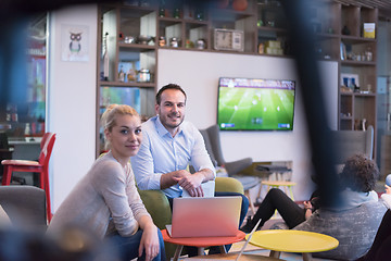 Image showing Startup Business Team At A Meeting at modern office building