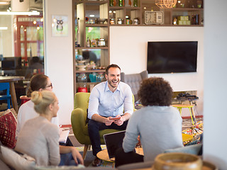 Image showing Startup Business Team At A Meeting at modern office building