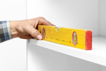 Image showing Working with spirit level