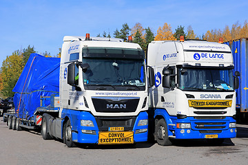 Image showing MAN and Scania Oversize Load Transports Parked