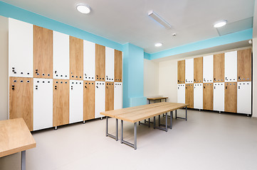 Image showing Interior of gym locker room