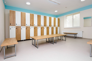 Image showing Interior of gym locker room