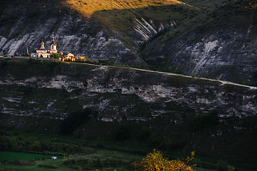 Image showing Church of Old Orhei in ray of sunset