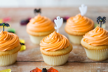 Image showing halloween party cupcakes or muffins on table