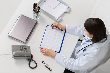 Image showing doctor with cardiogram sitting at table