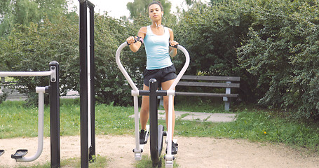 Image showing Woman exercising in park