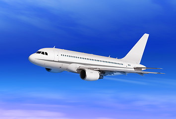 Image showing passenger plane in blue sky