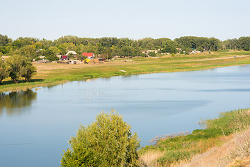 Image showing Landscape, view of the small river in the village Solodniki, Astrakhan region, Russia