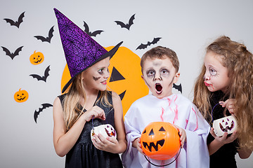 Image showing Happy children on Halloween party