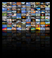 Image showing Big multimedia video and image wall of the TV screen