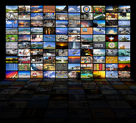 Image showing Big multimedia video and image wall of the TV screen