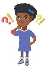 Image showing Girl standing under question and exclamation marks