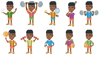 Image showing Little african boy vector illustrations set.