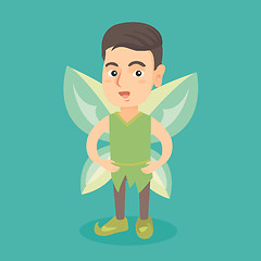 Image showing Caucasian fairy boy with green butterfly wings.