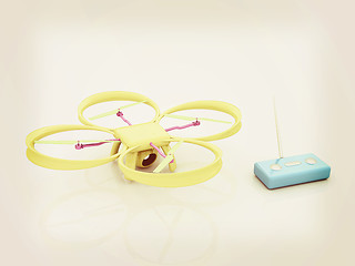 Image showing Drone with remote controller. Vintage style.