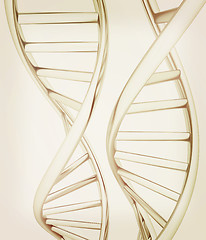 Image showing DNA structure model. 3d illustration. Vintage style.