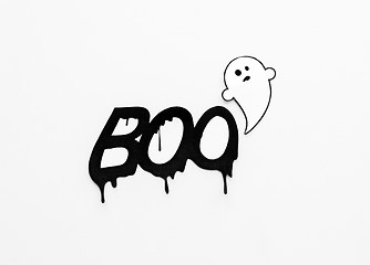 Image showing ghost doodle and word boo on white background