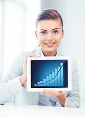 Image showing businesswoman showing tablet pc with graph