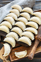 Image showing Homemade dumplings with cottage cheese for cooking.