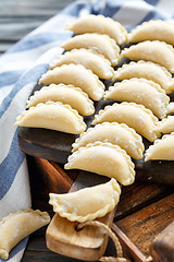 Image showing Pierogi with cottage cheese prepared for cooking.