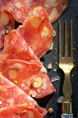 Image showing Italian salami with nuts