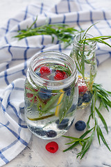 Image showing Drink of ripe blueberry, raspberry and tarragon.