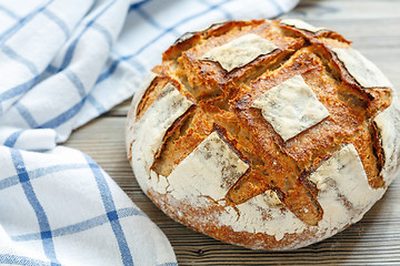 Image showing Homemade bread sourdough from wheat and rye flour.