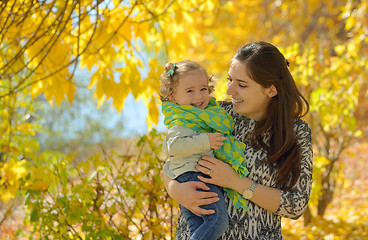 Image showing Mother and daughter in autumn 