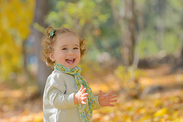 Image showing Happy little girl in park