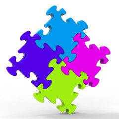 Image showing Multicolored Puzzle Square Shows Unity