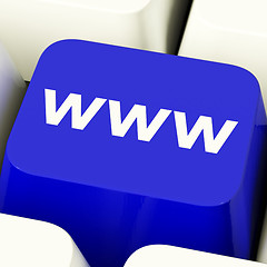 Image showing Www Computer Key In Blue Showing Online Websites Or Internet