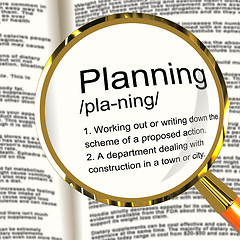 Image showing Planning Definition Magnifier Showing Organizing Strategy And Sc