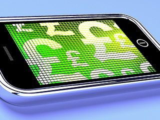 Image showing British Pounds Signs On A Mobile Phone Screen