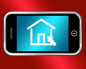 Image showing House Symbol On Mobile Shows Real Estate Or Rentals