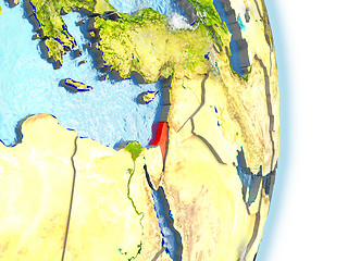 Image showing Israel in red on Earth