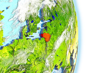 Image showing Lithuania in red on Earth