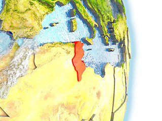 Image showing Tunisia in red on Earth