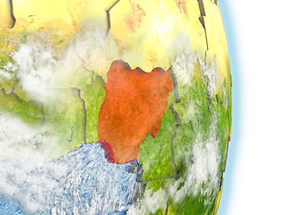 Image showing Nigeria in red on Earth