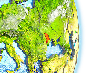 Image showing Moldova in red on Earth