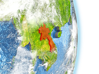 Image showing Laos in red on Earth