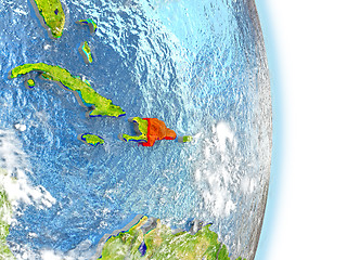 Image showing Dominican Republic in red on Earth