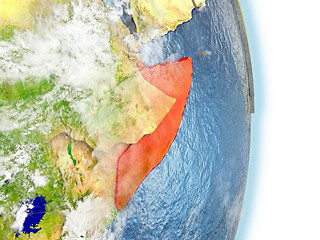 Image showing Somalia in red on Earth